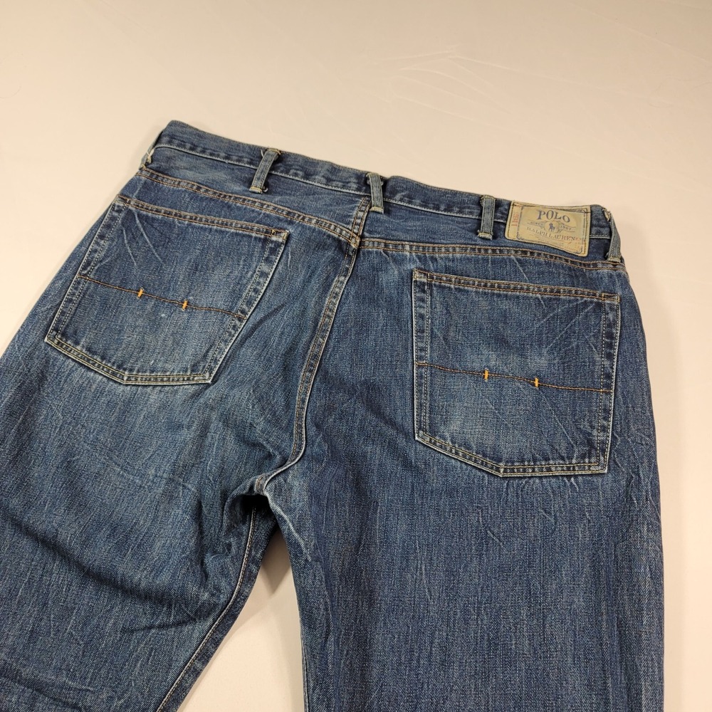 Polo Ralph Lauren Vintage 67‎ Jeans Mens 42x32 Blue Denim American Faded - Picture 13 of 14